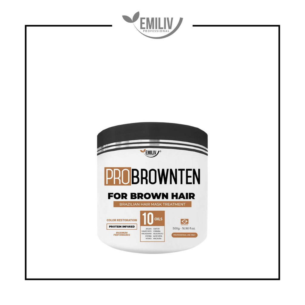 Emiliv Professional - PROBROWNTEN 10 Oils - Hair Color Restoration Mask Brown Hair - 500g, 10.52 fl.oz. - URBAN BEAUTE