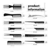 Set Hair Styling Pro Kit Tian Pro Professional C18B Black 10pc