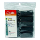 Annie 1-1/2" Foam Hair Rollers - Black - 6 Pcs - URBAN BEAUTE