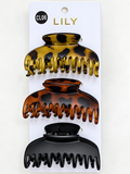Lily Plastic Hair Claw Clamp 11cm Assorted CL06 PACK OF 3