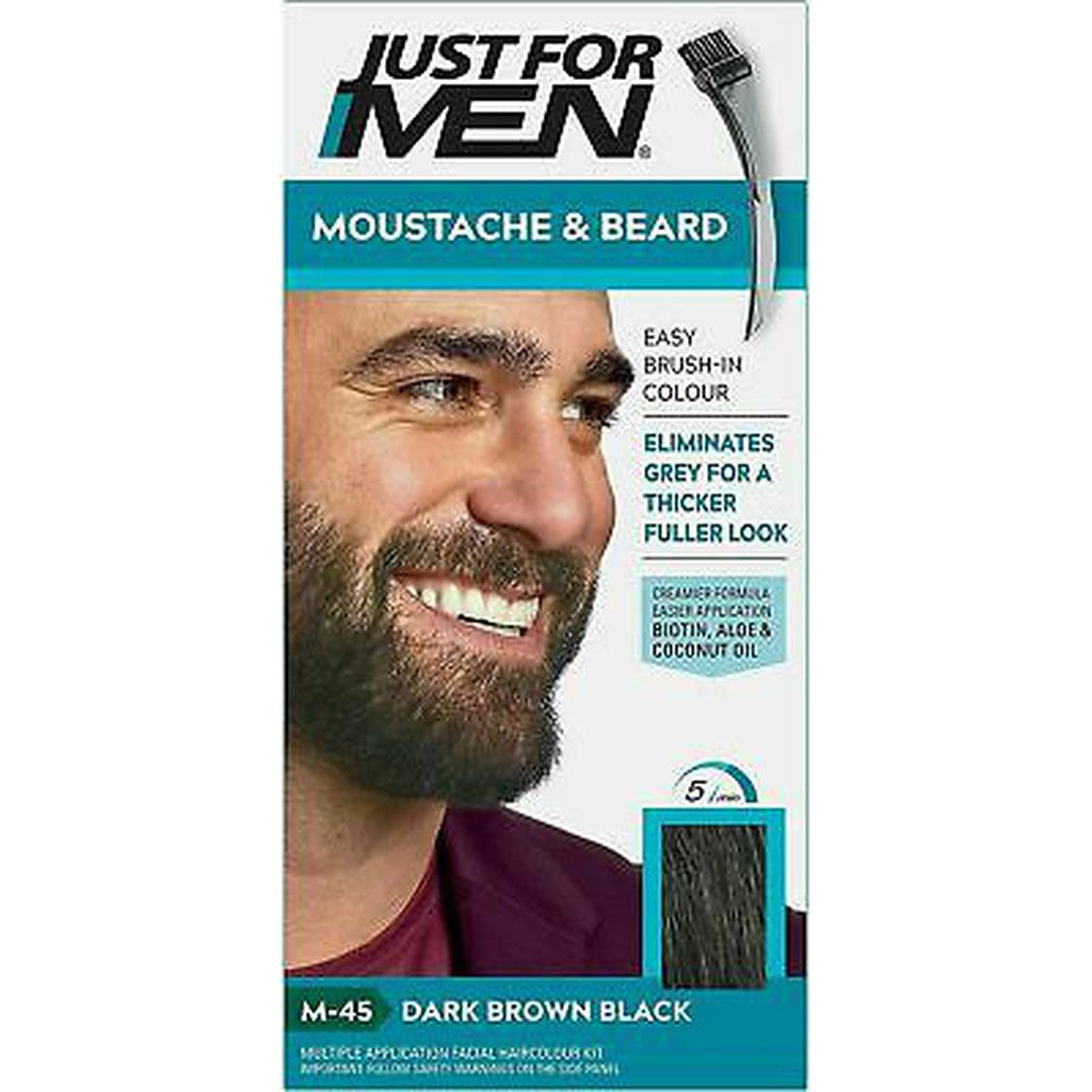 Just for men mustache and beard brush in color gel dark brown black 45 - URBAN BEAUTE