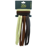 Lily Collection Flat string band 6pcs  with elastic band 6pcs (Brown) - URBAN BEAUTE
